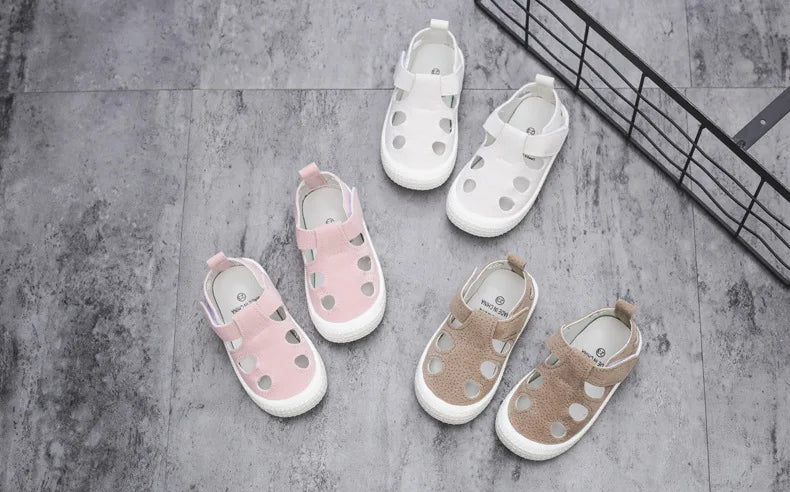 Baby Boys Half Sandals Spring Summer Beach Shoes for Toddlers Kids Medium Children Half Sandals Hollow Breathable for Girls Soft