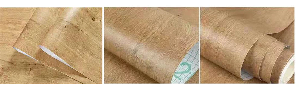 50cm Wide Wood Grain Home Decor Furniture Waterproof Vinyl Wall Sticker Self Adhesive PVC Wallpaper Kitchen Cabinet Door Sticker