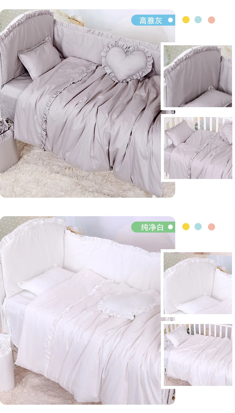 6/9pcs Elephant Baby Bedding Set Cotton Bedroom Decor Baby Girl Boy Crib Bed Linens Bed Bumper 120*60/120*70cm