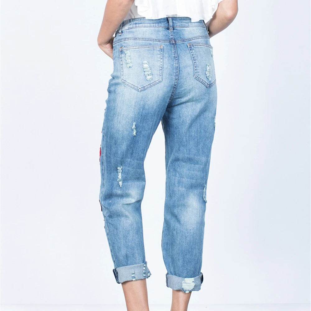 Sexy Embroidery fashion streetwear women mom jeans woman jean stacked pants boyfriend baggy jeans vintage clothes denim trousers - AIAZ