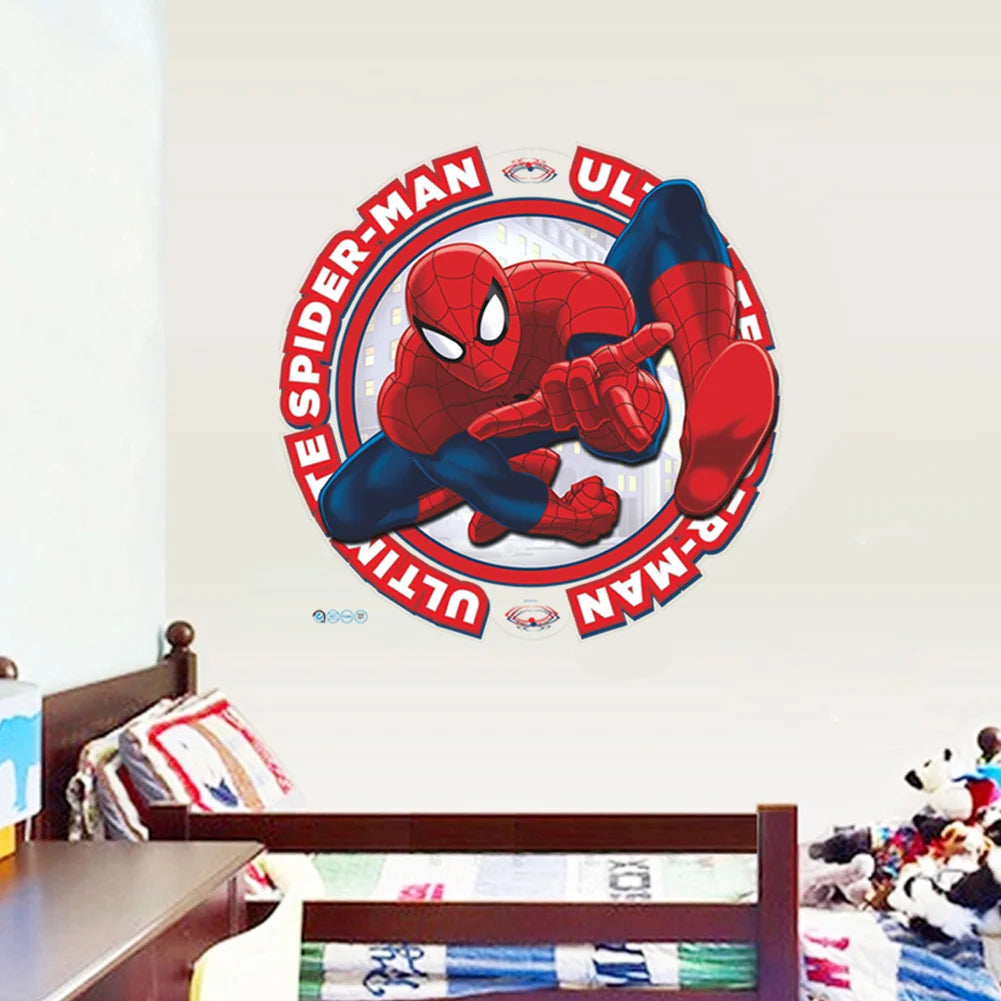 Cartoon Spider-Man Avenger Wall Stickers For Kids Room Decoration Home Bedroom PVC Decor Marvel Movie Mural Wall Art Decals