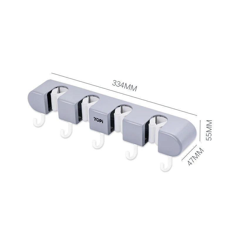 Wall Mounted Mop Storage Shelf  Rack Broom Organizer Hooks Holder Self-Adhesive Bathroom Kitchen Garden Garage Storage Tool