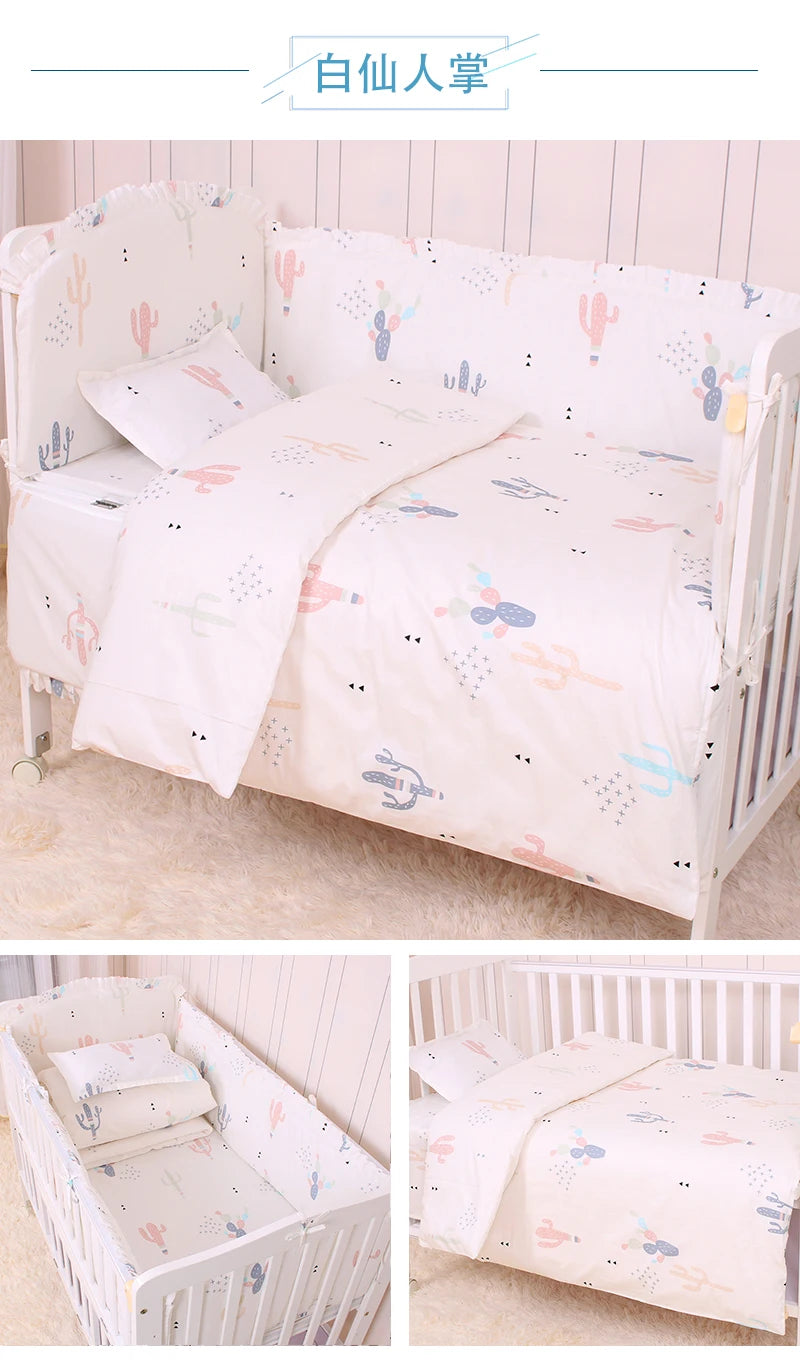 6/9pcs Elephant Baby Bedding Set Cotton Bedroom Decor Baby Girl Boy Crib Bed Linens Bed Bumper 120*60/120*70cm