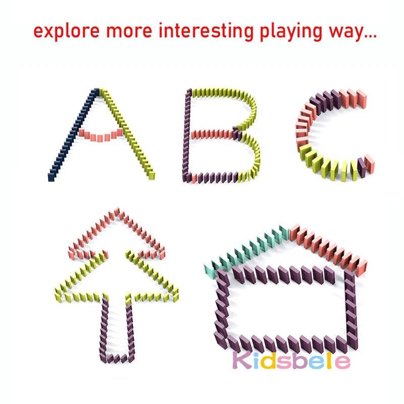 Kids Electric Domino Train Car Set Sound & Light Automatic Laying Dominoes Brick Blocks Game Educational Christmas Gift Kids Toy - AIAZ