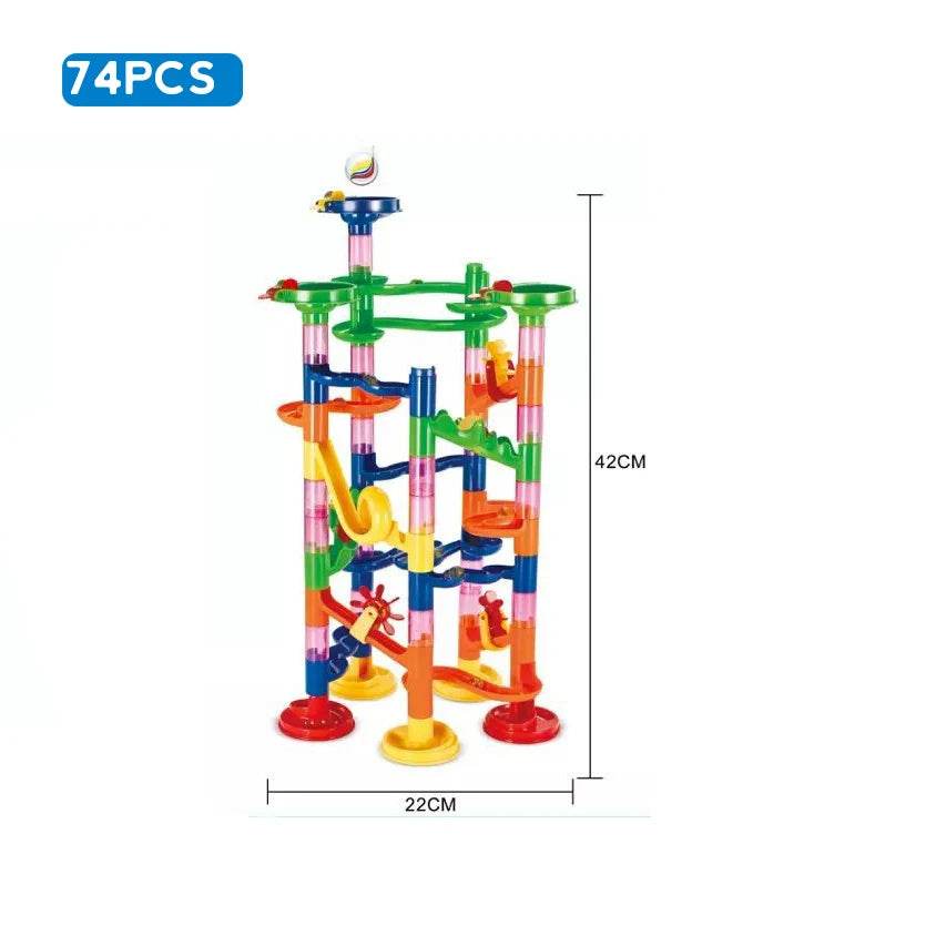 Marble Run Race Track Building Blocks Kids 3D Maze Ball Roll Toy DIY Marble Run Race Coaster Set 80/105/109/133pc Christmas Gift - AIAZ