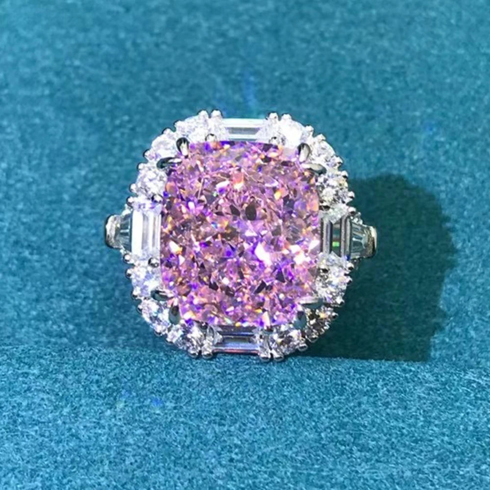 Wong Rain Luxury 925 Sterling Silver Radiant Cut G Color Lab Sapphire Gemstone Wedding Engagement Ring Fine Jewelry Wholesale