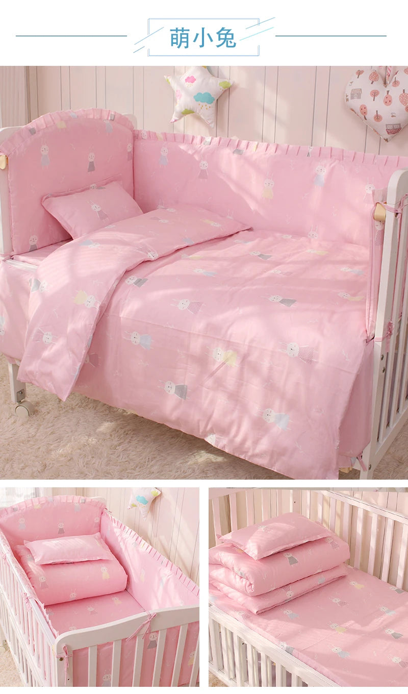 6/9pcs Elephant Baby Bedding Set Cotton Bedroom Decor Baby Girl Boy Crib Bed Linens Bed Bumper 120*60/120*70cm