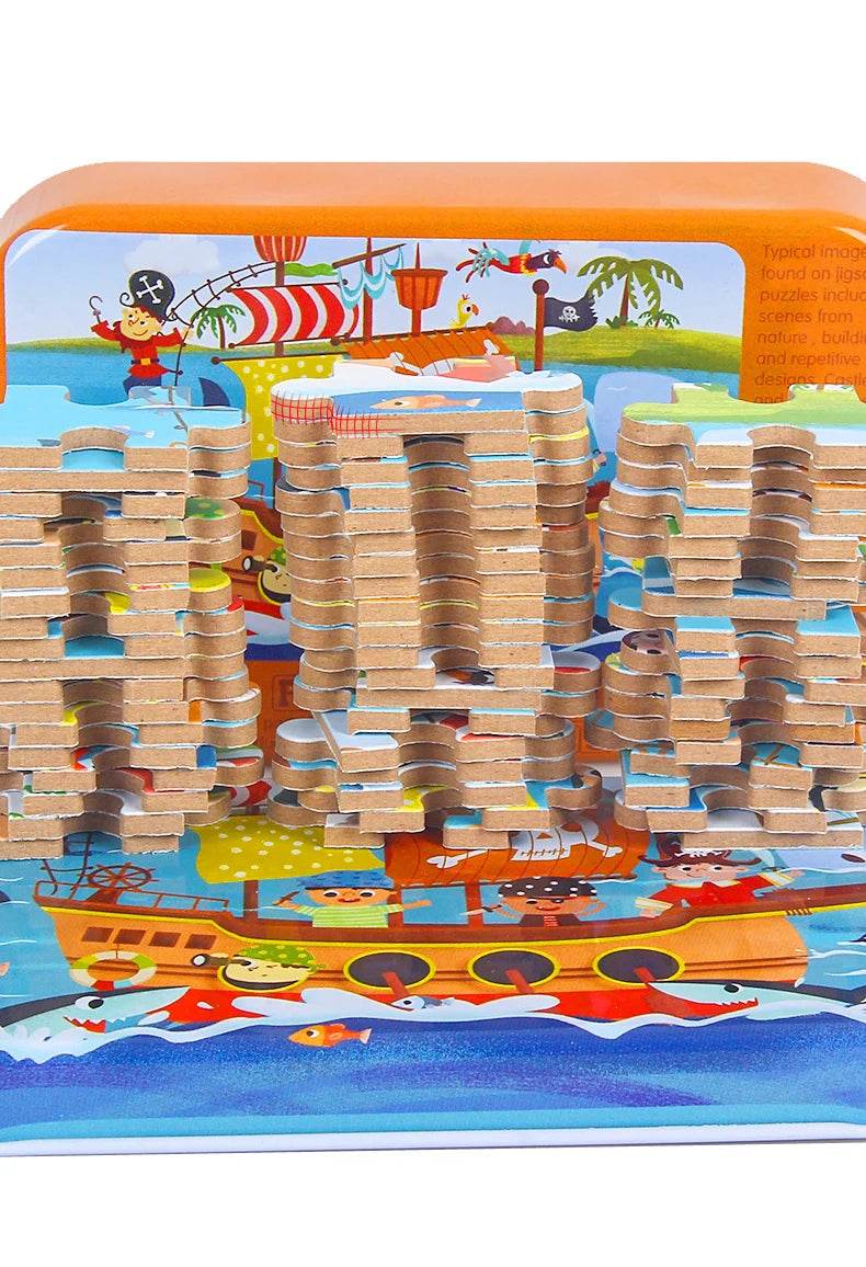 Hot New 60 Pieces Wooden Puzzle Toys for Children Cartoon Vehicle Animal Wood Jigsaw Baby Learning Educational Toy Kids Gift - AIAZ