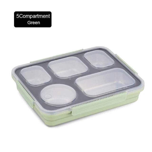 BOZZH Stainless Steel Lunch Box Bento Box For Kids 5 Microwave Plastic Food Container With Compartment Leak-Proof Food Box - AIAZ