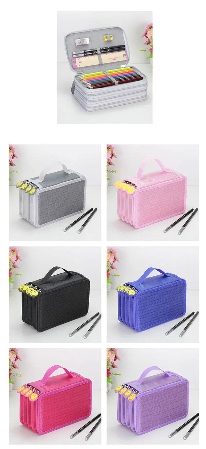 School Pencil Case Supplies Kit 36/48/72 Slot Stationery Pencilcase for Girls Compartment Pen Box Large Cartridge Bag Acsesories - AIAZ