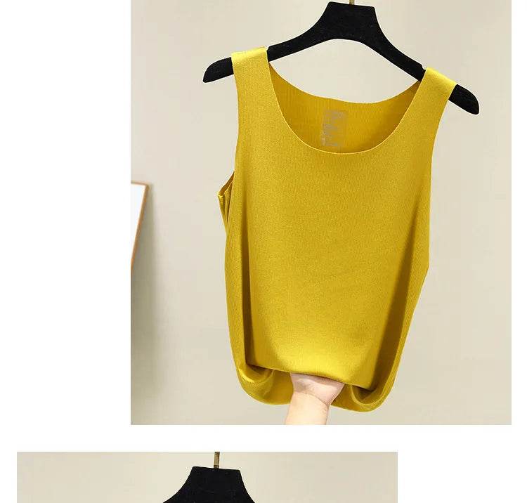 2021 Summer Women seamless Tank Tops O-Neck Casual Sleeveless Vest basic Tee Tops - AIAZ