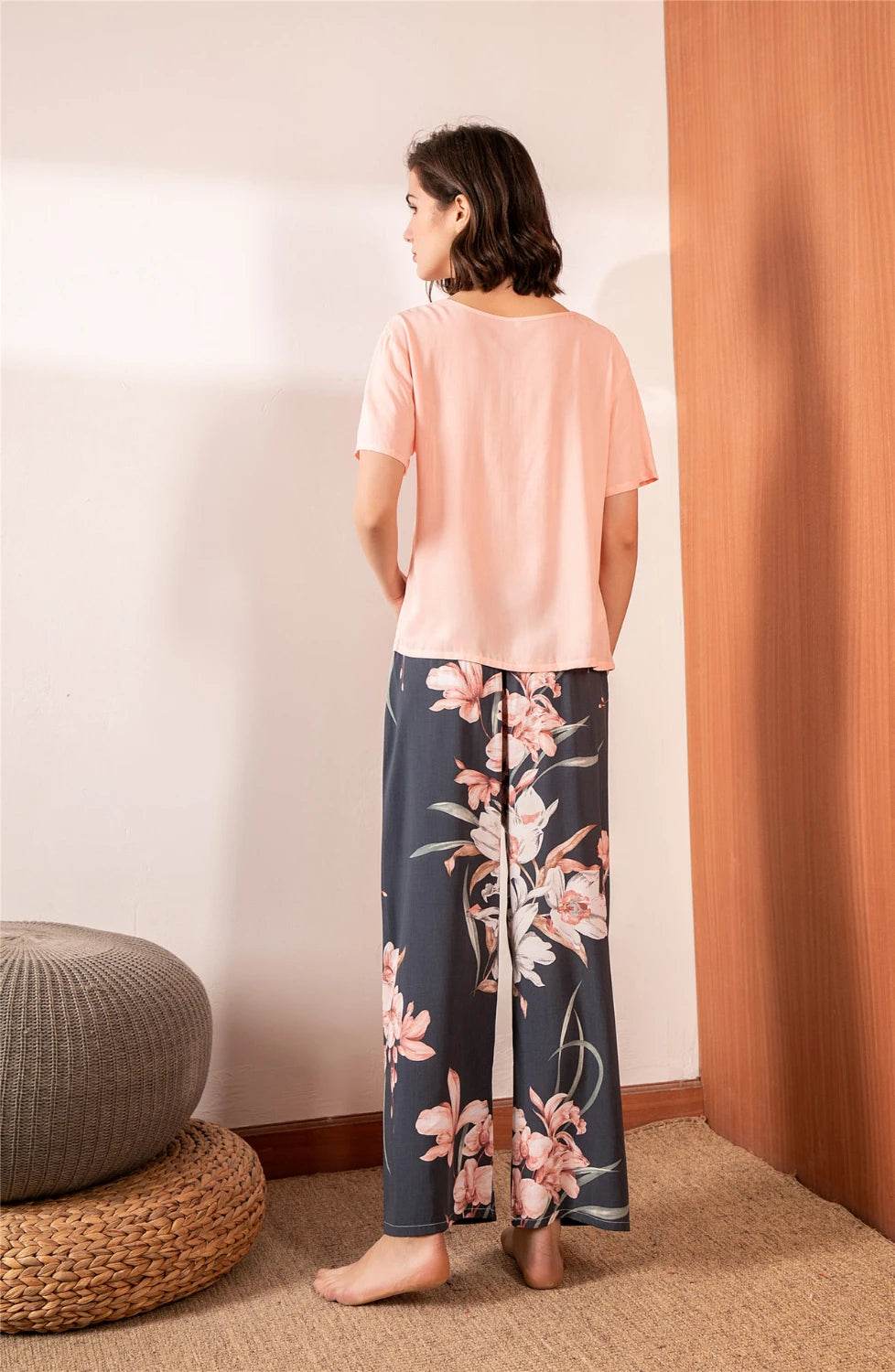 Breathable 2PCS Pajama Short Sleeve Printed Pijama Mujer Femme Loose Nightwear Suit Female Casual Homewear Pajama Set For Women - AIAZ