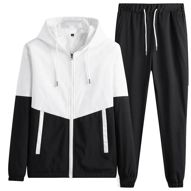 2025 Men Tracksuit Casual Joggers Hooded Sportswear Jackets And Pants 2 Piece Sets Hip Hop Running Sports Suit - AIAZ