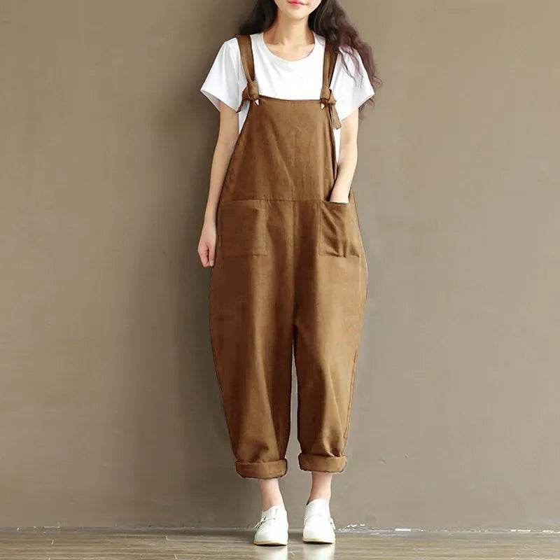 Women Strap Loose Jumpsuit Summer Casual Dungarees Pants Sleeveless Oversized Romper Baggy Overalls Jumpsuit - AIAZ
