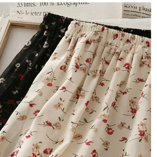 Skirts Women High Waist All-match Fashion Elegant Female Chiffon Flower Lovely Irregular Hem Ruffles Chic Streetwear Leisure - AIAZ