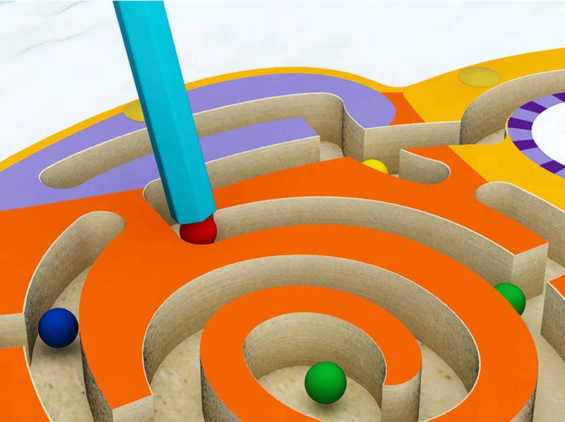 Kids Magnetic Maze Toy Mini Wooden Interactive Maze Pen Driving Beads Maze Puzzle Board Game Eduactional Toys for Toddlers Baby