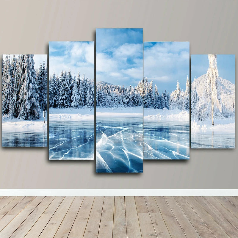Landscape Canvas Posters Home Decor 5 Pieces Natural Lake Paintings Wall Art Scenery Pictures Modular Living Room Decor Unframed