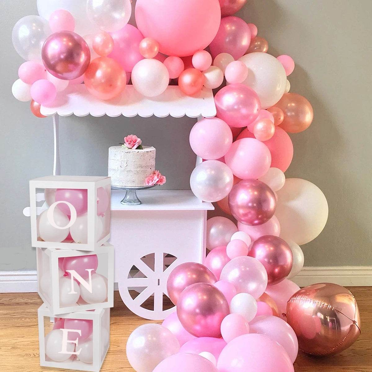 First Birthday Balloon Boxes For Party Decorations 1st Birthday Balloon Garland Decor with ONE Letter Boy Girl Baby Shower Decor - AIAZ