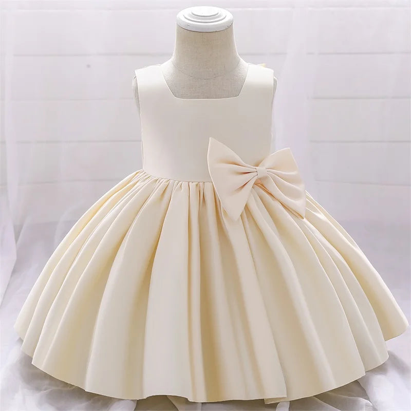 Big Bow Princess Sweet Kids Tutu Toddler Birthday Party Newborn Christening Children Baptism Baby Girls Clothes Summer Dresses
