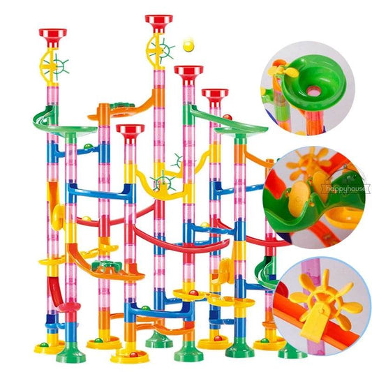 Marble Run Race Track Building Blocks Kids 3D Maze Ball Roll Toy DIY Marble Run Race Coaster Set 80/105/109/133pc Christmas Gift - AIAZ