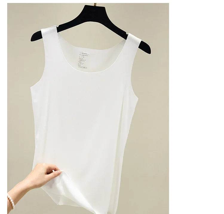 2021 Summer Women seamless Tank Tops O-Neck Casual Sleeveless Vest basic Tee Tops - AIAZ