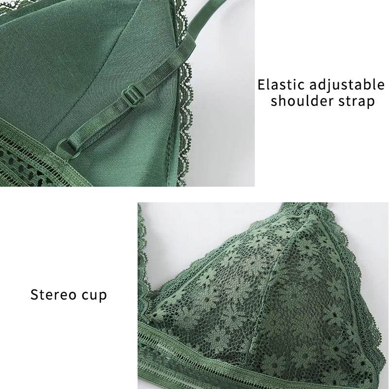 Women's Lace Bra Sets Seamless Underwear Backless Vest Sexy Padded Bralette Lingerie Ultrathin Bra & Brief Sets Female Intimates - AIAZ