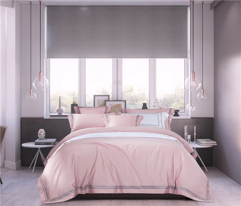 120s long-staple cotton satin cotton light luxury quilt cover four-piece high-end hotel European-style cotton bedding