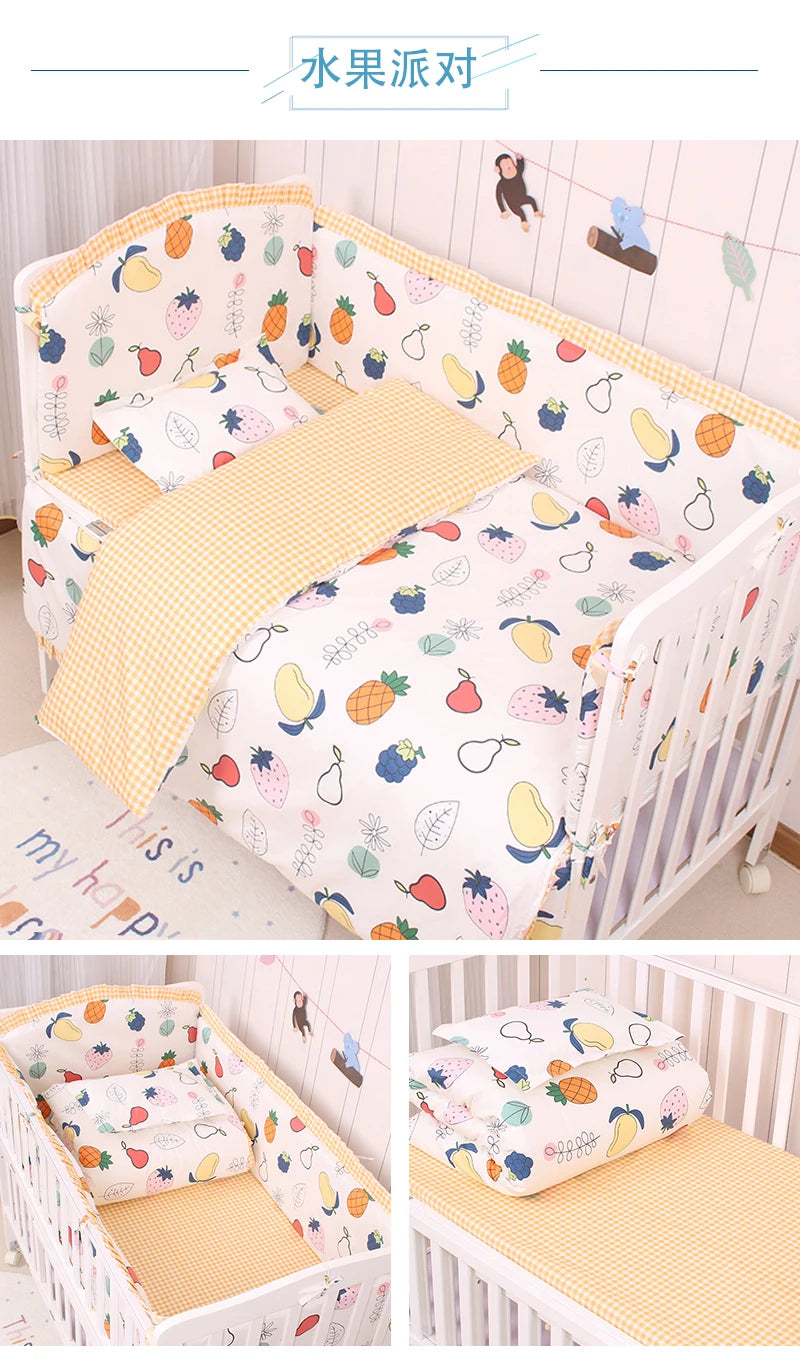 6/9pcs Elephant Baby Bedding Set Cotton Bedroom Decor Baby Girl Boy Crib Bed Linens Bed Bumper 120*60/120*70cm