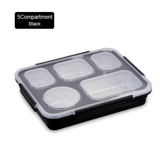 BOZZH Stainless Steel Lunch Box Bento Box For Kids 5 Microwave Plastic Food Container With Compartment Leak-Proof Food Box - AIAZ