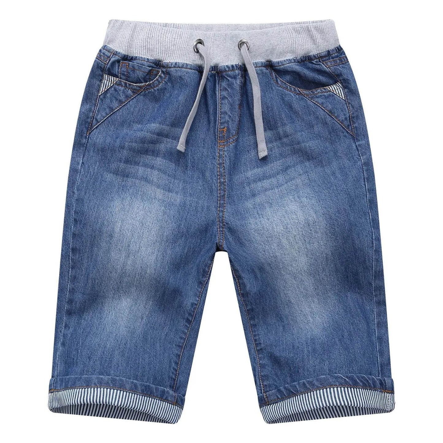 Boys Jean Shorts 2024 Summer Brand Design Printing Embroidery Lattice Kids Denim Shorts For Teen Boys 2-14Years Wear DWQ101 - AIAZ