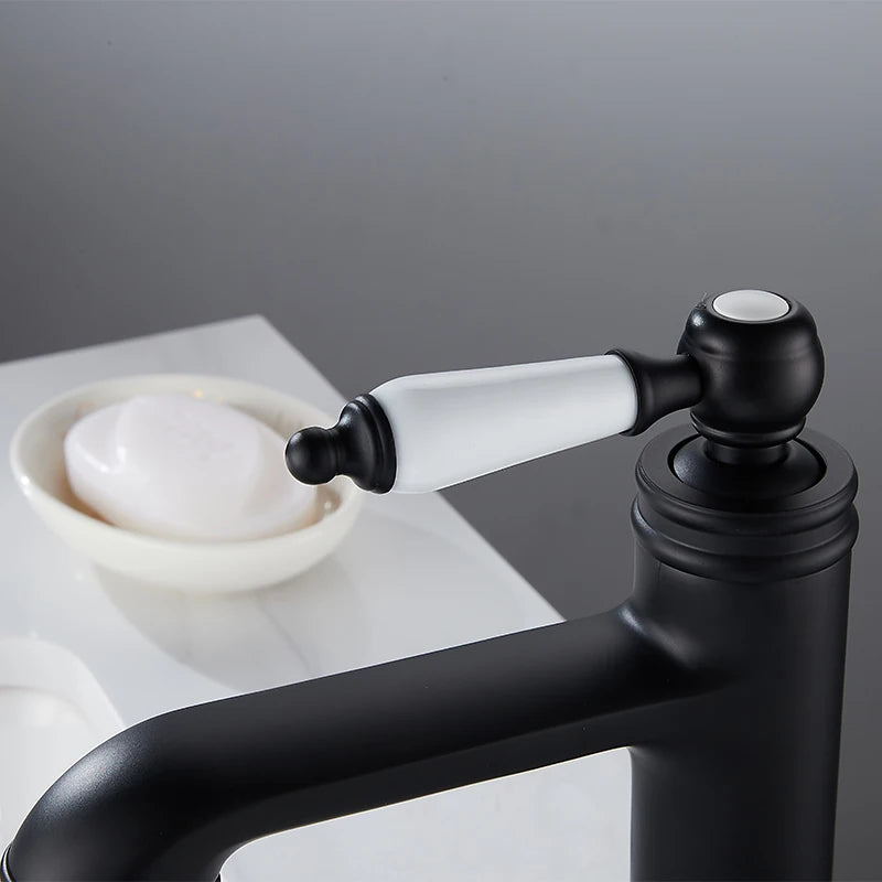 Bathroom Faucet Basin Mixer Black/Chrome Tap Single Handle Hot and Cold Water Brass Taps Becola Newest BR-2018A117