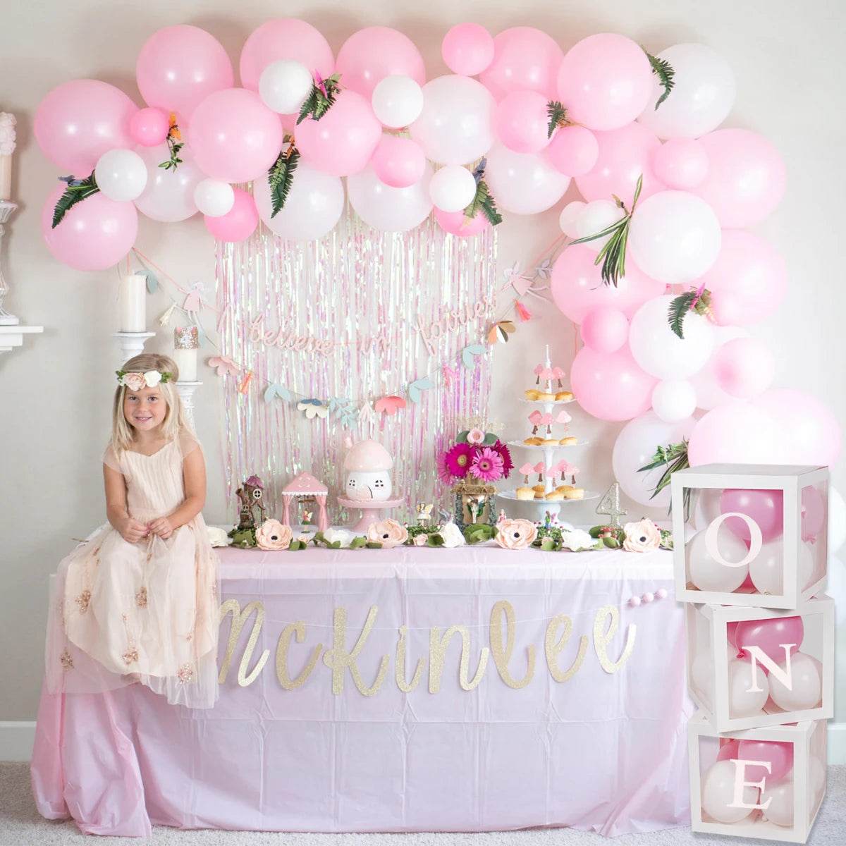 First Birthday Balloon Boxes For Party Decorations 1st Birthday Balloon Garland Decor with ONE Letter Boy Girl Baby Shower Decor - AIAZ