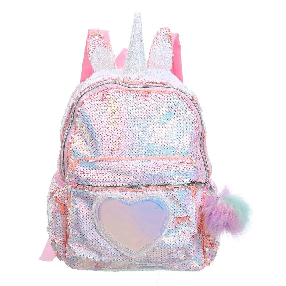 3pcs/set Sequins Unicorn Backpack Fashion Girl Glitter School Book Bag Girls Cute Hologram Laser PU Leather Travel Backpacks - AIAZ