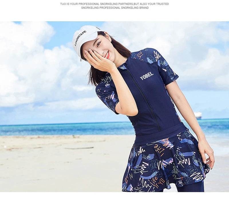 Fashion Burkini Turkey Sport Muslim Swimwear Plus Size Short Sleeve Islamic Swimsuit Women Modest Swim Skirt Swimming Suit - AIAZ