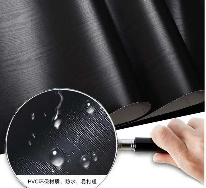 black wood matt furniture stickers  boeing film pvc adhesive paper back vinyl wallpaper cabinet furniture wood fiber wallpaper