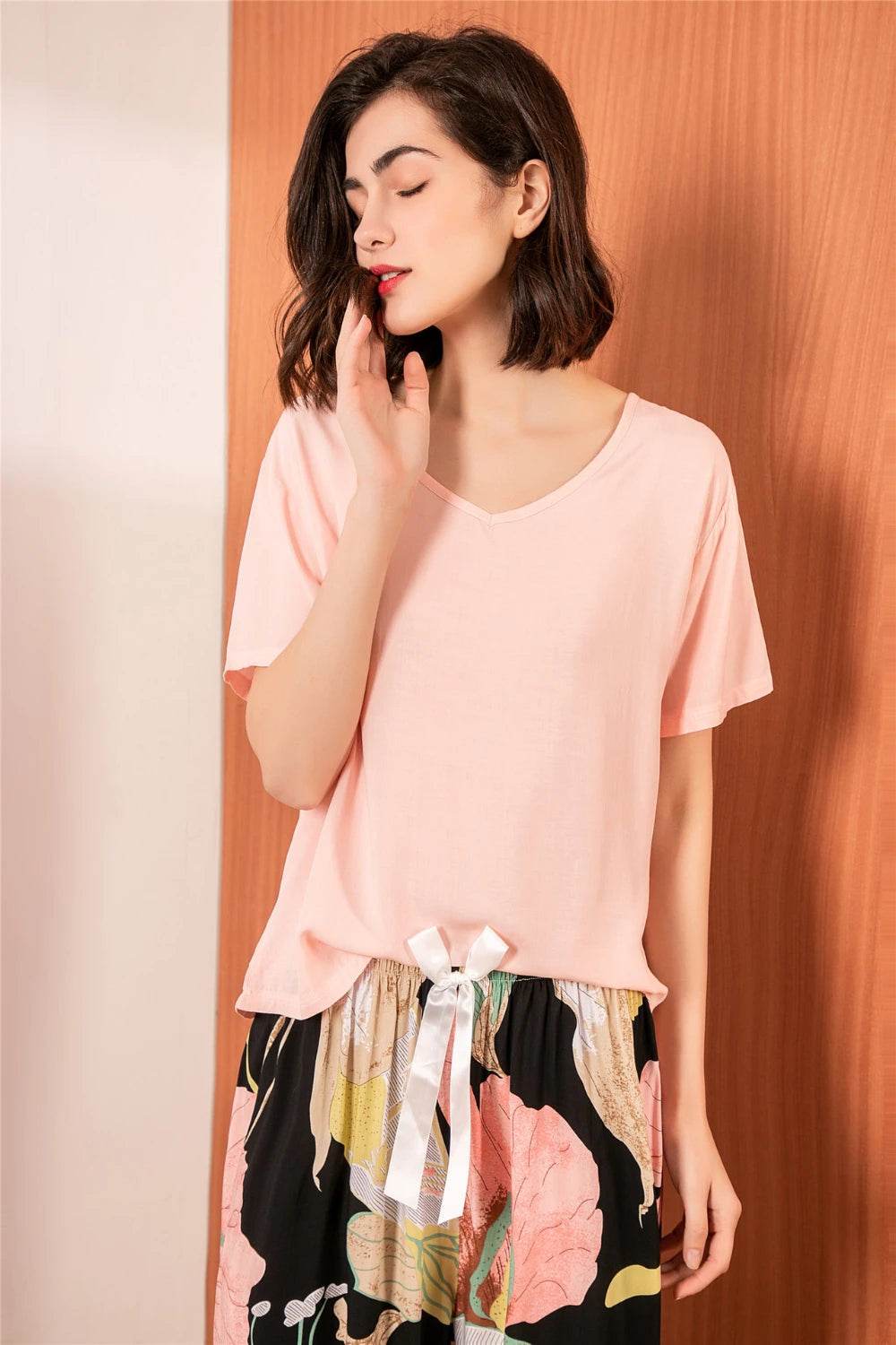 Breathable 2PCS Pajama Short Sleeve Printed Pijama Mujer Femme Loose Nightwear Suit Female Casual Homewear Pajama Set For Women - AIAZ