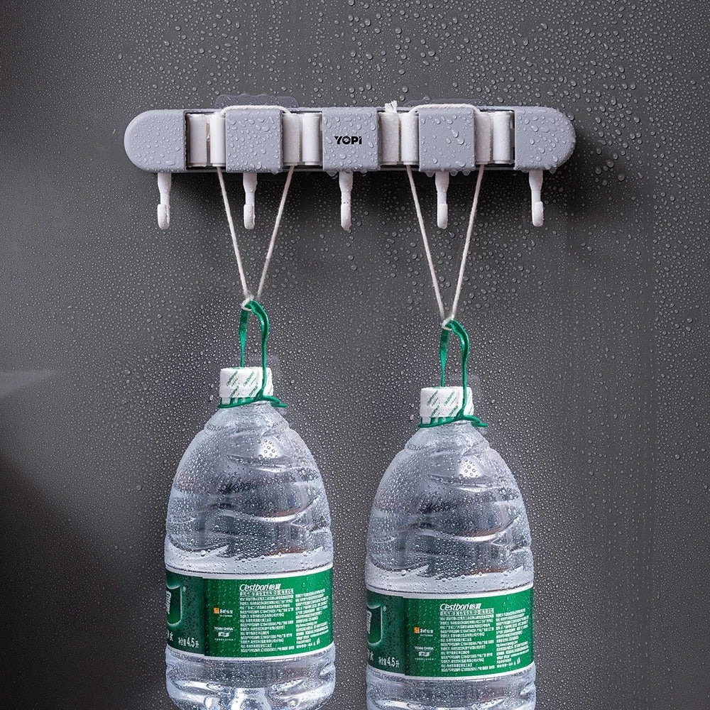 Wall Mounted Mop Storage Shelf  Rack Broom Organizer Hooks Holder Self-Adhesive Bathroom Kitchen Garden Garage Storage Tool