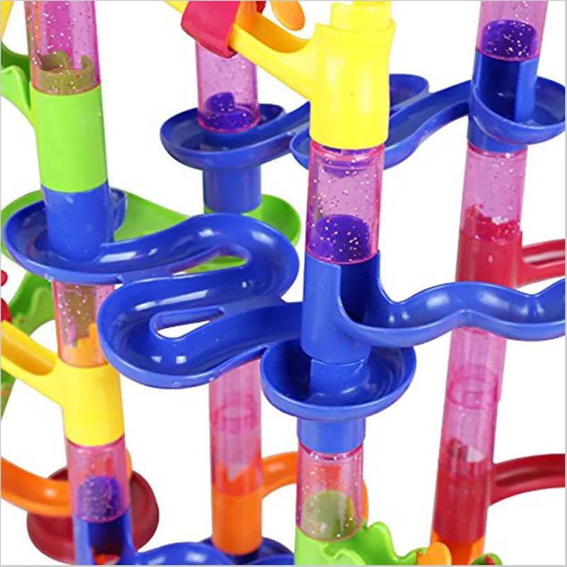 Marble Run Race Track Building Blocks Kids 3D Maze Ball Roll Toy DIY Marble Run Race Coaster Set 80/105/109/133pc Christmas Gift - AIAZ