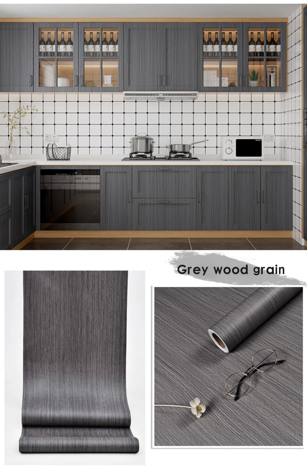 Wood Grain PVC Wallpaper for Door, Wardrobe, Cupboard, Table, Furniture, Waterproof, Self Adhesive Stickers, Home Decor Film