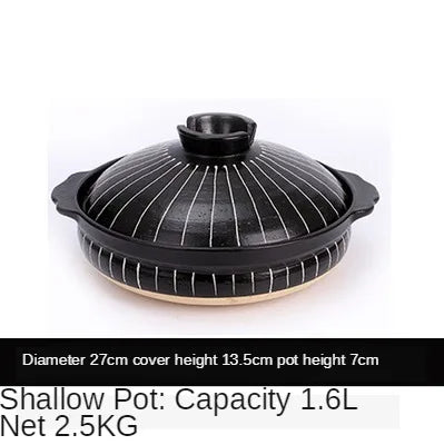 Ceramic Casserole Japanese Black Round 0.5-3L Multiple Size Cooking Pot Pan Household Kitchen Supplies Saucepan Cookware