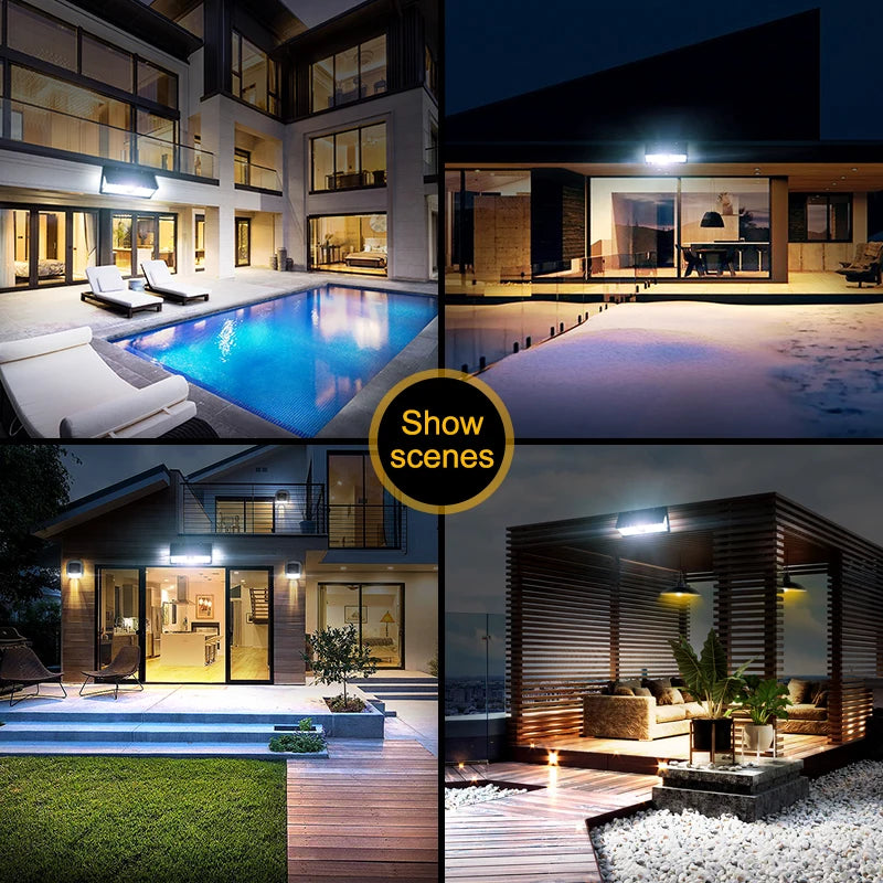 solar led light outdoor garden decoration 190led Lights With 4 working mode IP65 waterproof Solar Motion Sensor Wall Lamps