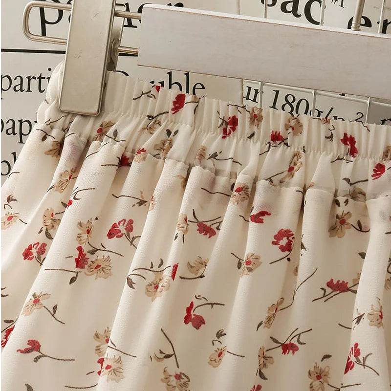 Skirts Women High Waist All-match Fashion Elegant Female Chiffon Flower Lovely Irregular Hem Ruffles Chic Streetwear Leisure - AIAZ