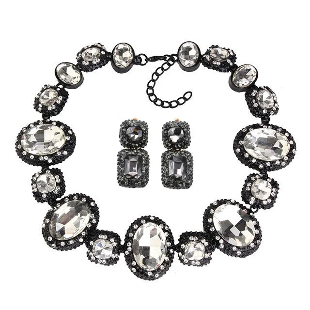 Luxury Austrian Crystal Glass Choker Necklace Women Jewelry Best Friendship Statement Necklaces Pendants For Bridal Wedding