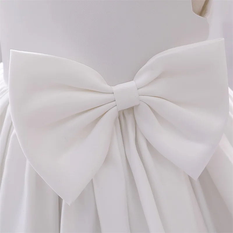 Big Bow Princess Sweet Kids Tutu Toddler Birthday Party Newborn Christening Children Baptism Baby Girls Clothes Summer Dresses