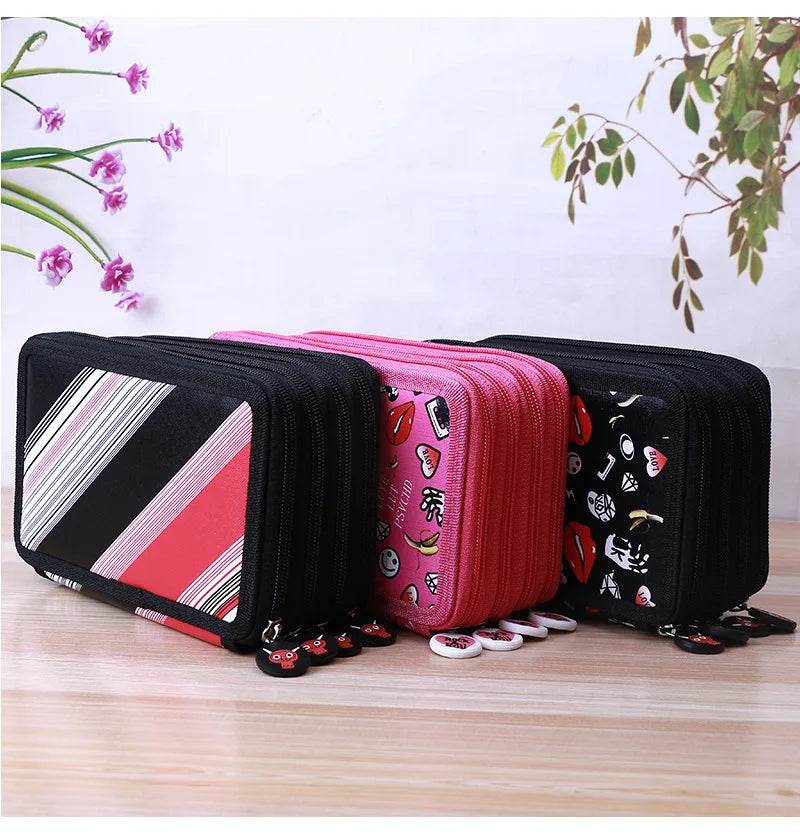 School Pencil Case Supplies Kit 36/48/72 Slot Stationery Pencilcase for Girls Compartment Pen Box Large Cartridge Bag Acsesories - AIAZ