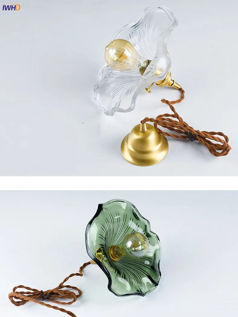 IWHD Nordic Style Simple LED Pendant Light Fixtures Bedroom Living Room Bar Colorful Glass Copper Hanging Lamp Lights Edison
