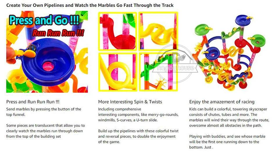 Marble Run Race Track Building Blocks Kids 3D Maze Ball Roll Toy DIY Marble Run Race Coaster Set 80/105/109/133pc Christmas Gift - AIAZ
