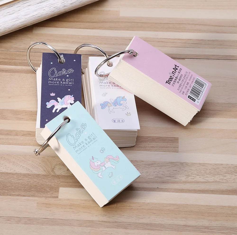110 Sheets Lovely Mini Notebook School Supplies Stationery Vocabulary Writing Reciting Book Sticky Note Loose Leaf Memo Cards - AIAZ