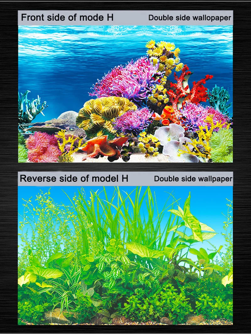 Aquarium Background Decoration Sticker Fish Tank Landscape Sticker Poster Background for Aquarium Ocean Plant Aquascape Painting