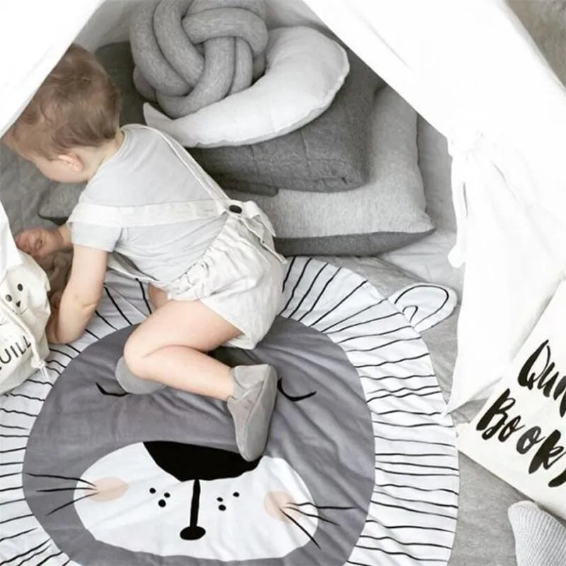 Cartoon Animals Baby Play Mats Pad Toddler Kids Crawling Blanket Round Carpet Rug Toys Mat For Children Room Decor Photo Props